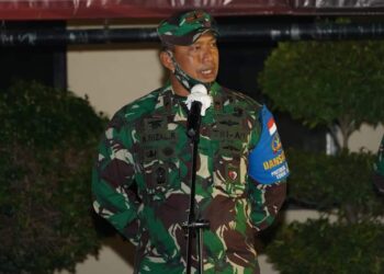Implementasi INPRES no. 6 tahun 2020, Danrem 162/WB pimpin apel patroli gabungan berskala besar