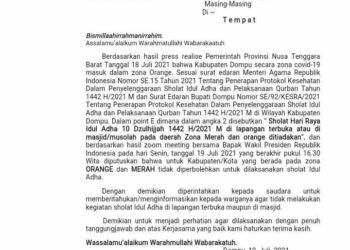 Larangan Sholat Idul Adha 1442 H di Dompu