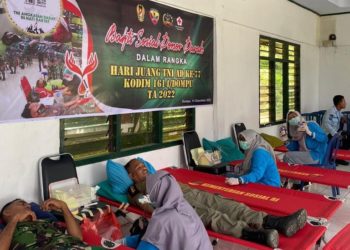 Kodim 1614/Dompu gandeng UTD RSUD gelar donor darah peringati hari juang TNI AD ke-77