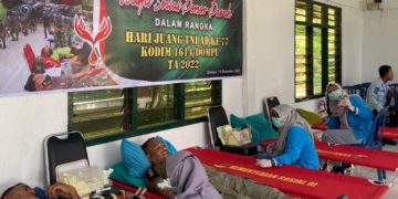 Kodim 1614/Dompu gandeng UTD RSUD gelar donor darah peringati hari juang TNI AD ke-77