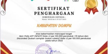 Dompu raih penghargaan bebas polio