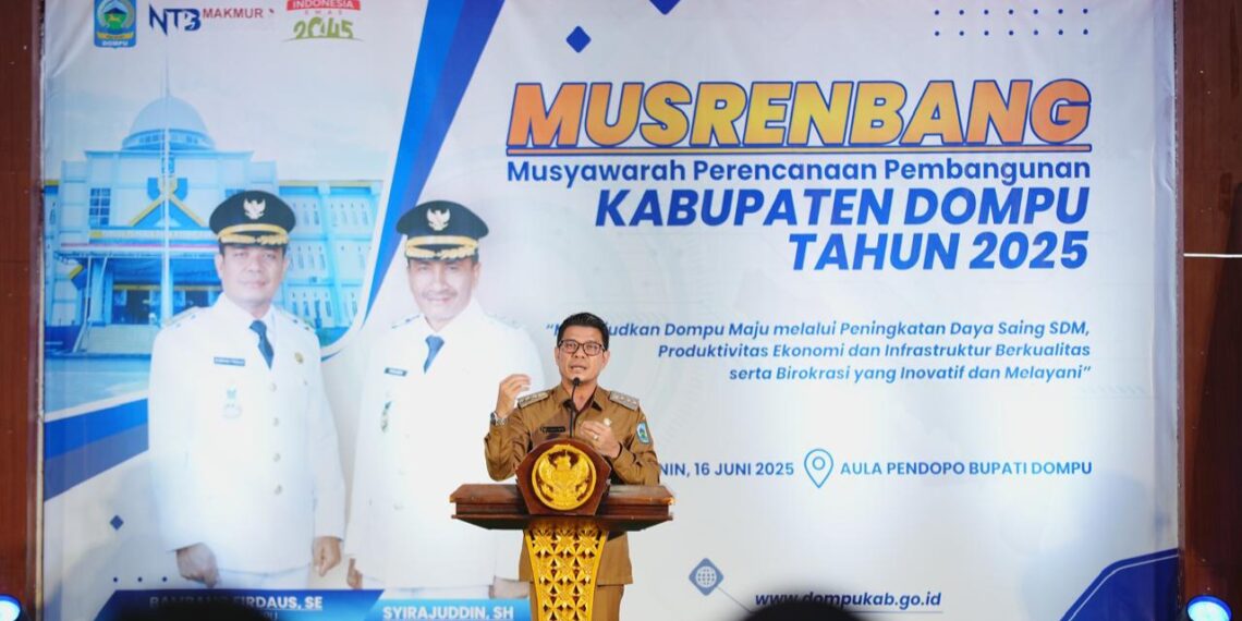 Bupati Dompu membuka secara resmi acara Musrenbang 2025-2029 Kabupaten Dompu. (Zn).
