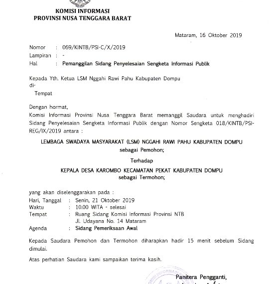 sidang sengketa informasi