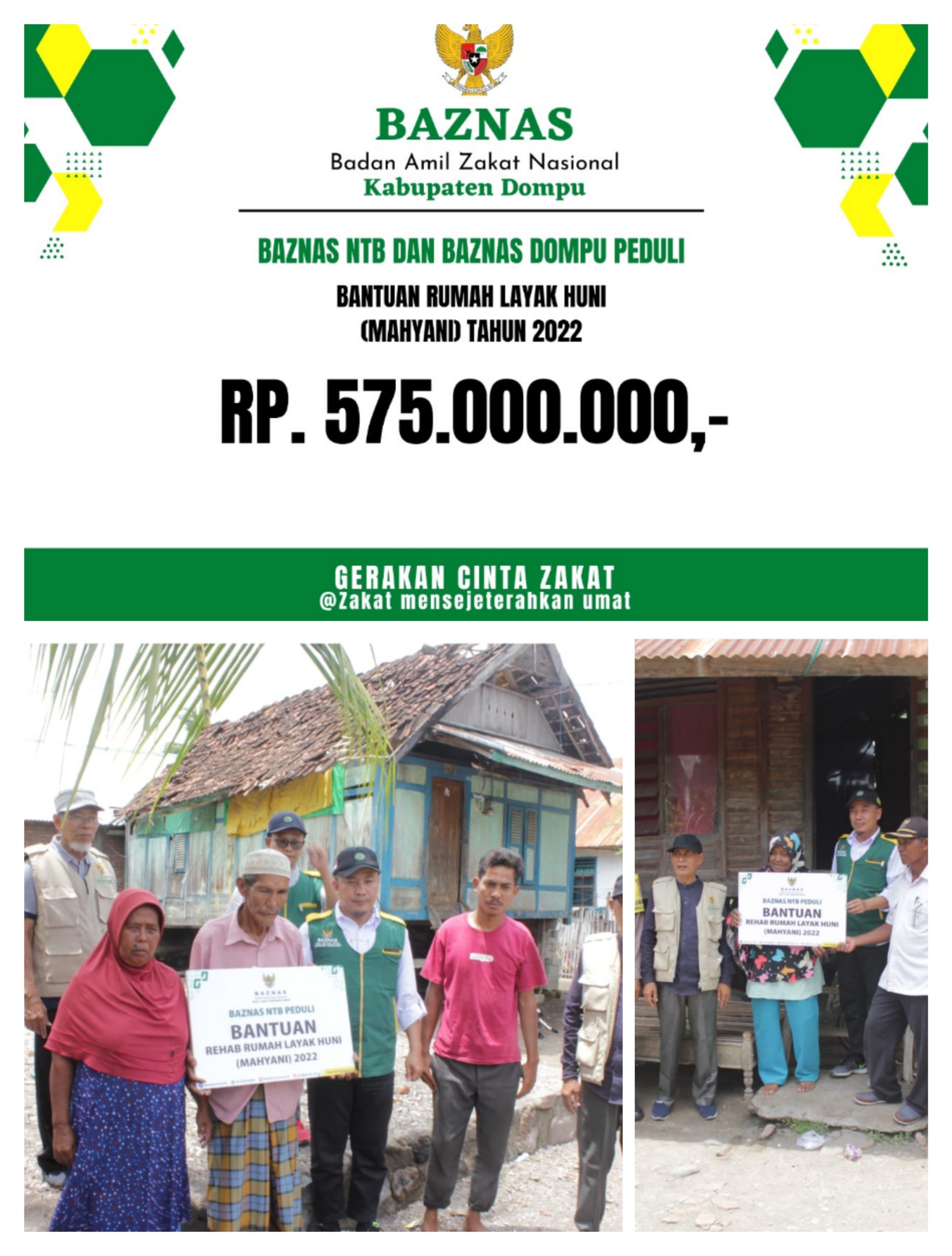 Baznas NTB dan Dompu berikan bantuan 575 juta untuk rumah layak huni