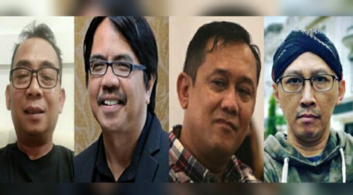 📷 Eko Kuntadhi, Ade Armando, Denny Siregar, dan Abu Janda. (Terkini.id).