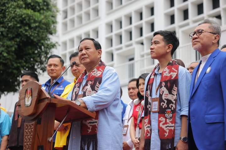 📷 Prabowo berpidato saat mendaftar ke KPU tanggal 25 Oktober 2023. (Ist).
