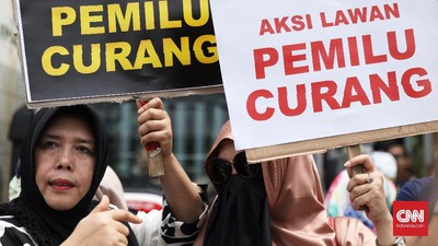 Ilustrasi demo menolak kecurangan pemilu. (CNN Indonesia).